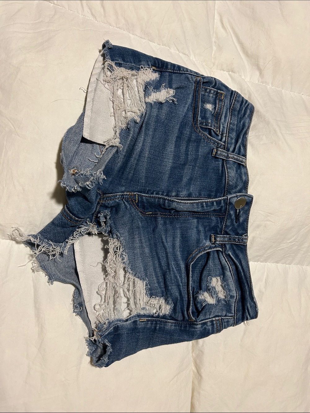 American Eagle Outfitters Hi-Rise Shortie Distressed Jean Shorts